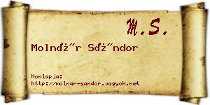 Molnár Sándor névjegykártya